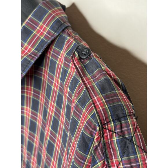 Tommy Hilfiger Big Logo Trim Fit Long Sleeve Button Up Shirt Men’s red Blue‎ XL - Picture 3 of 12